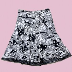 Black and White Cottage Print Skirt